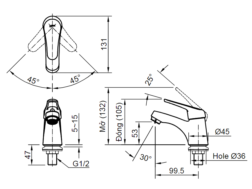 Vòi Chậu Nước Lạnh Inax LFV-20S