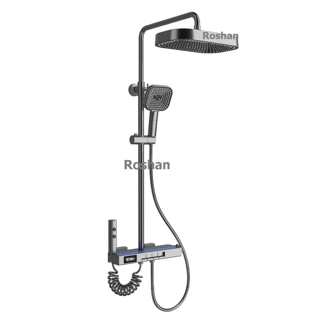 Bộ sen cây mặt kính có khoá nhiệt và hiển thị nhiệt độ Roshan Premium R20228-2