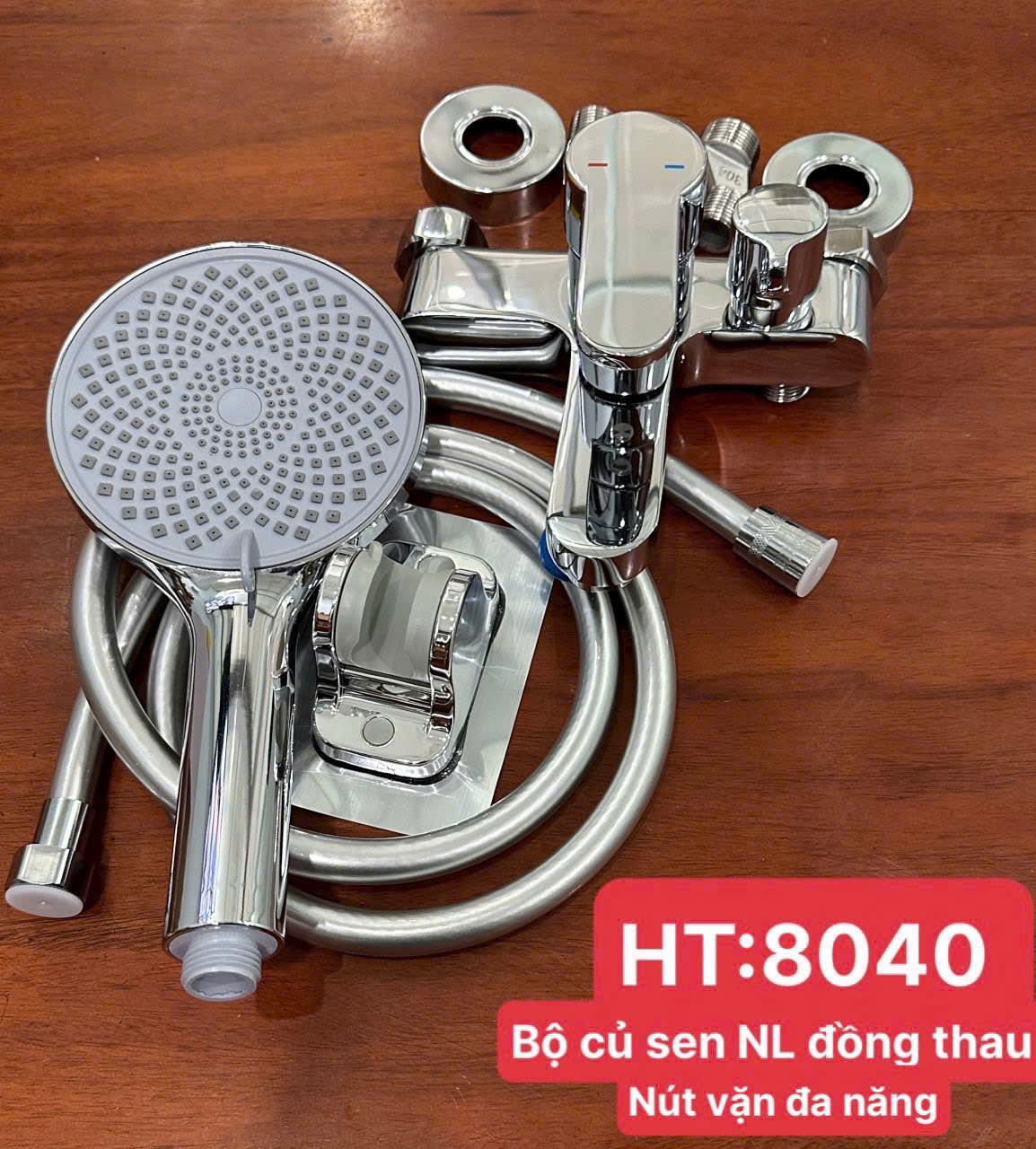 Củ sen tắm nóng lạnh crom bóng nút đa năng