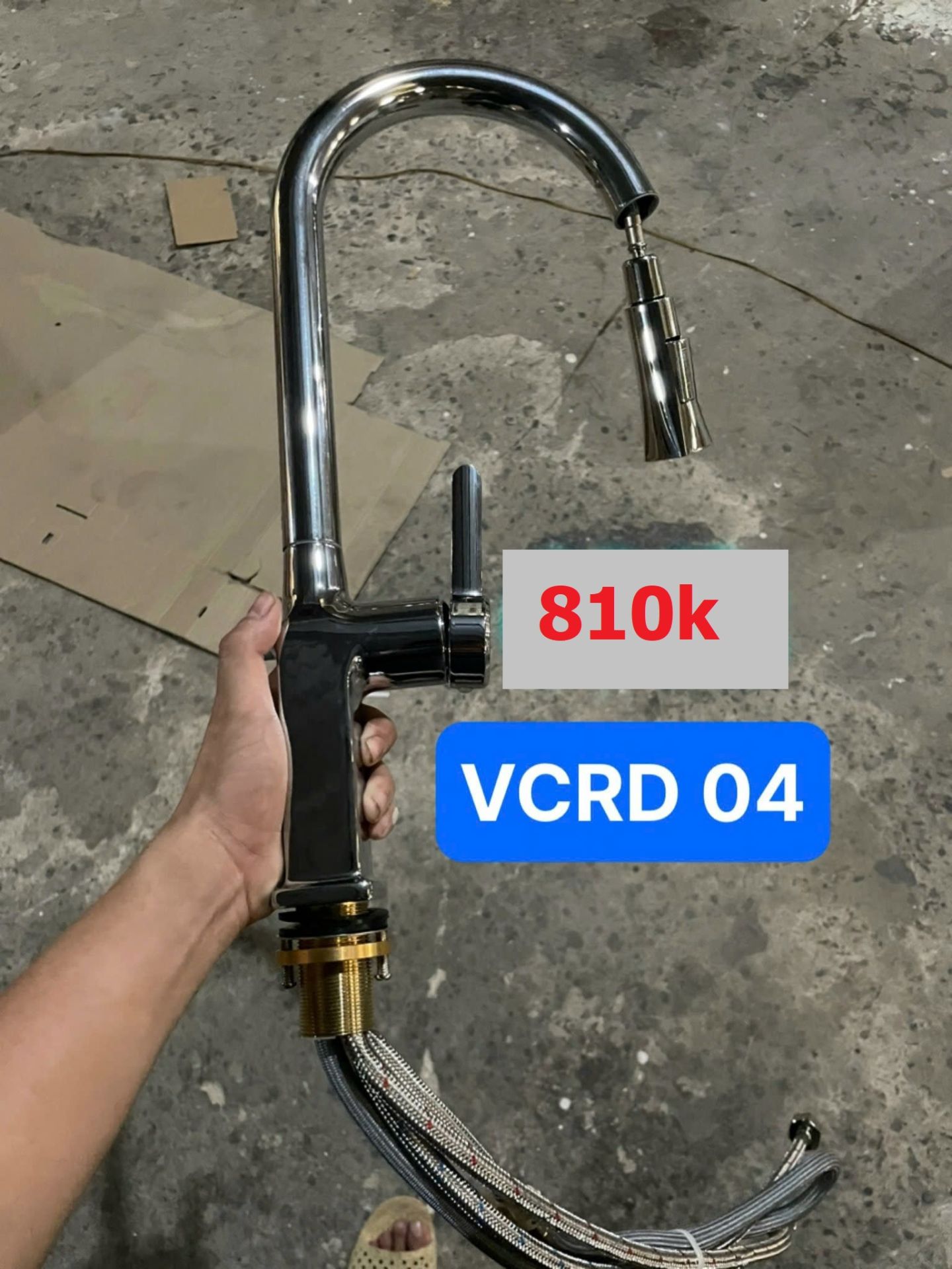 Vòi chén nóng lạnh rút dây crom