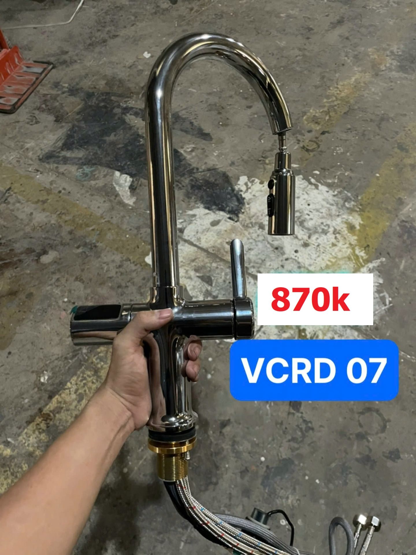 Vòi chén nóng lạnh rút dây crom bóng