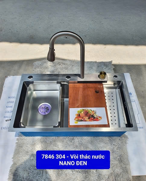 Chậu chén thác nước 304 vòi nano