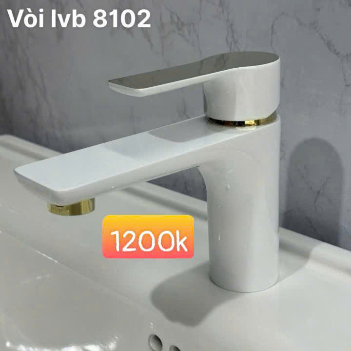 Vòi lavabo nóng lạnh trắng 8102