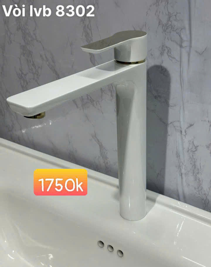 Vòi lavabo nóng lạnh trắng 8302