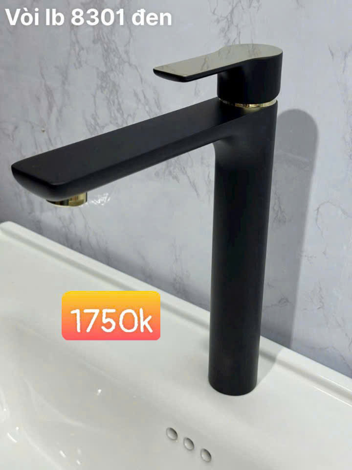 Vòi lavabo nóng lạnh đen 8301Đ