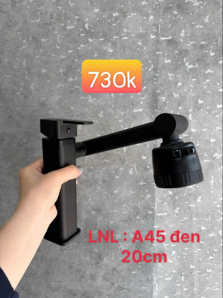 Vòi lavabo nóng lạnh đen xoay A45