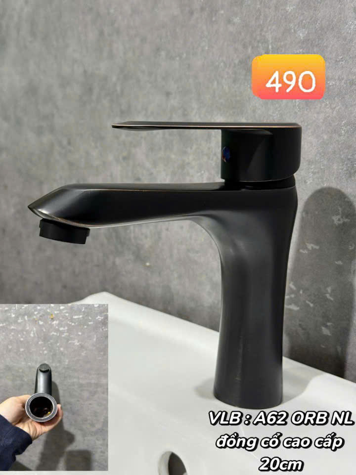 Vòi lavabo nóng lạnh đen A62