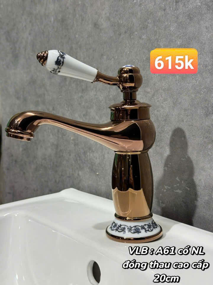 Vòi lavabo nóng lạnh đồng crom A61