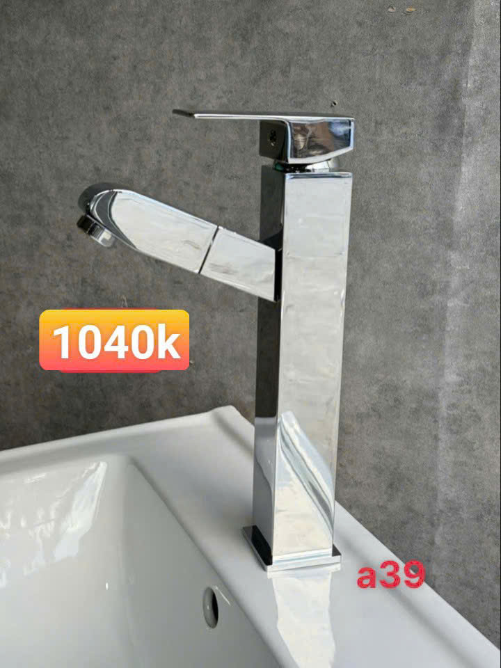 Vòi lavabo nóng lạnh rút dây crom bóng 30cm A39