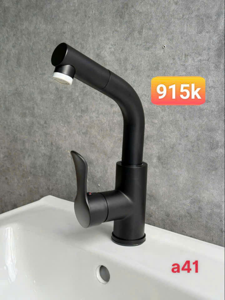Vòi lavabo nóng lạnh đen A41