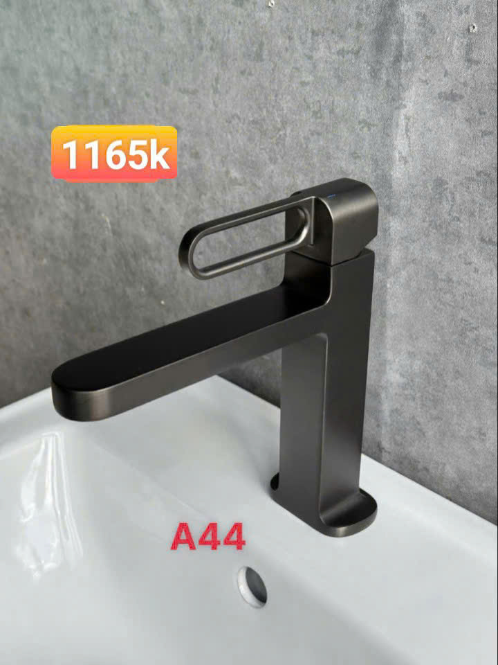 Vòi lavabo nóng lạnh xám đen A44