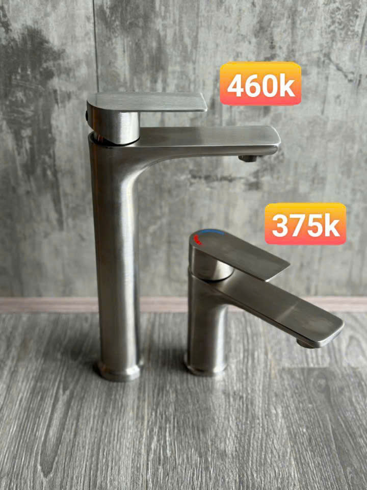 Vòi lavabo nóng lạnh xám cao 30cm thấp 20cm