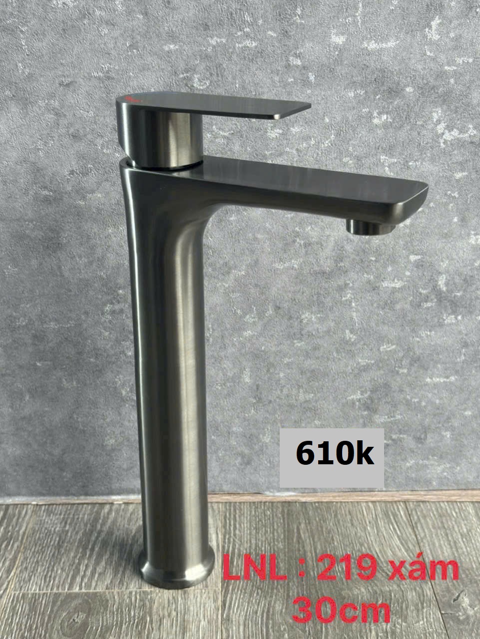 Vòi lavabo nóng lạnh đồng sơn xám 219