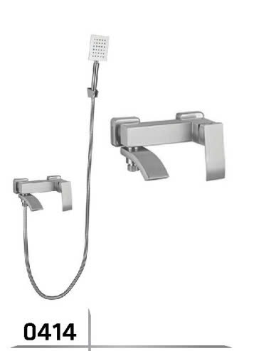 Bộ sen nóng lạnh củ tay cầm inox 304 mờ 0414