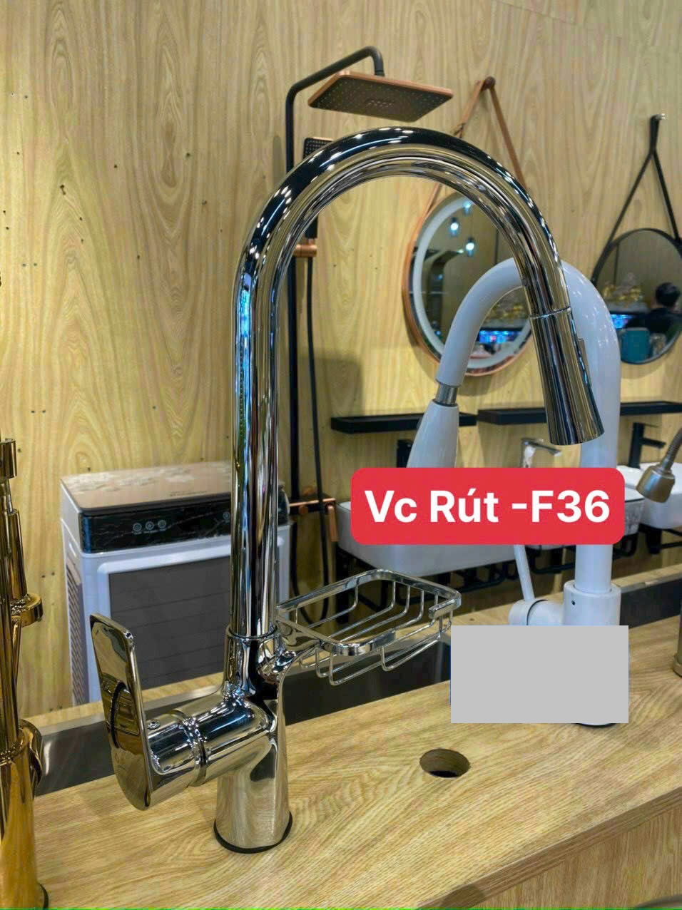 Vòi chén nóng lạnh rút dây đồng crom F36