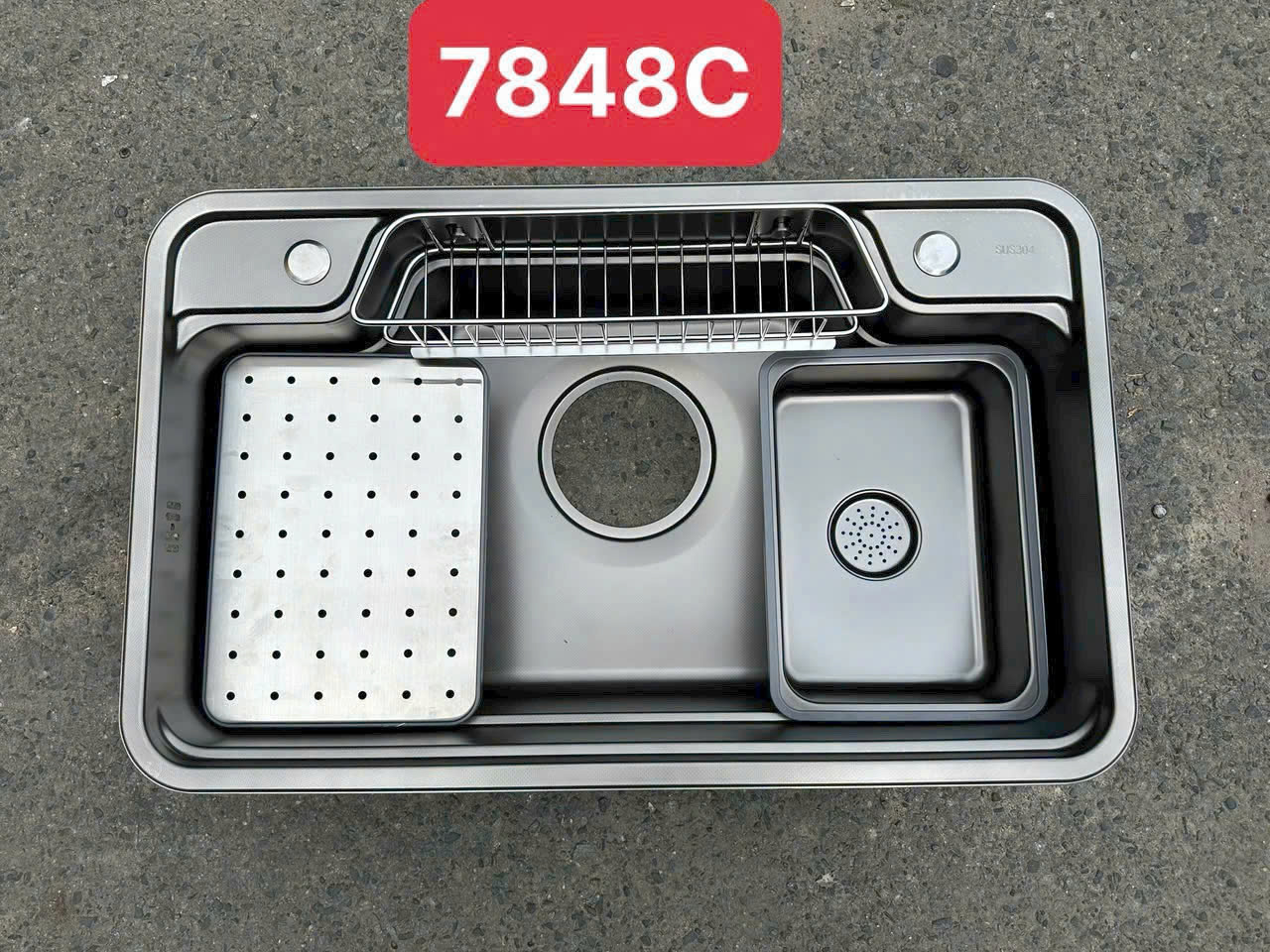 Chậu chén 7848C nano đen dày bọng 1mm