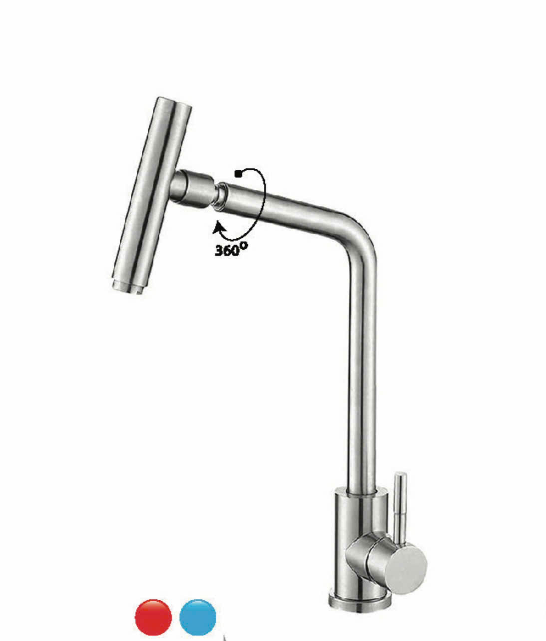 Vòi chén nóng lạnh inox 304 đầu búa xoay 1014