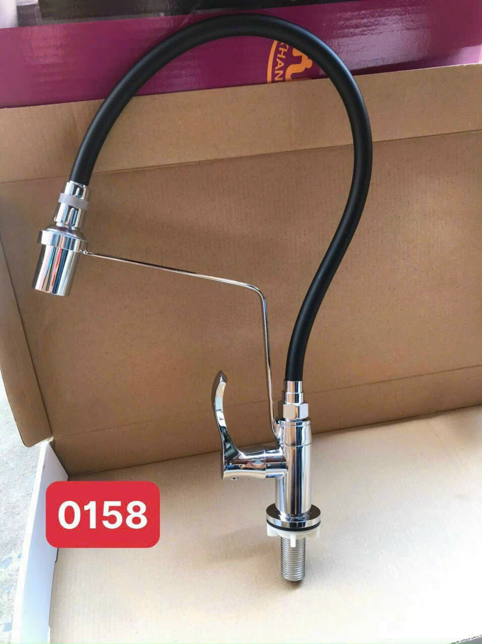 Vòi chén Lạnh đồng mạ dây cao su bẻ 0158