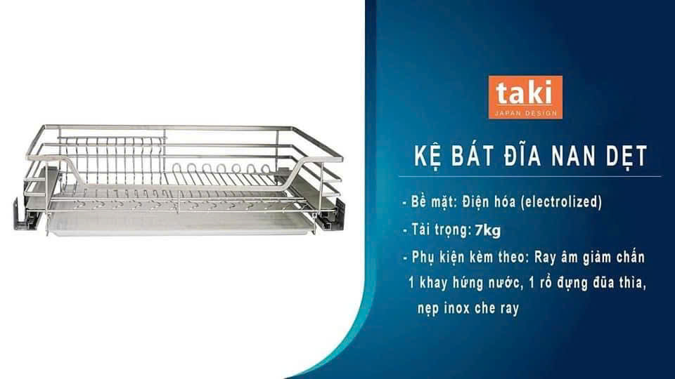 Kệ bát đĩa nan dẹt 304 Taki có 4 size