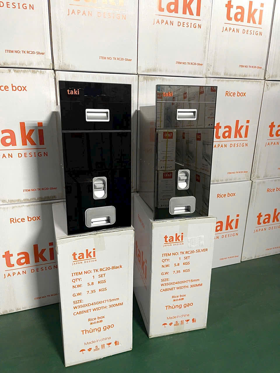 Thùng gạo mặt gương Taki 