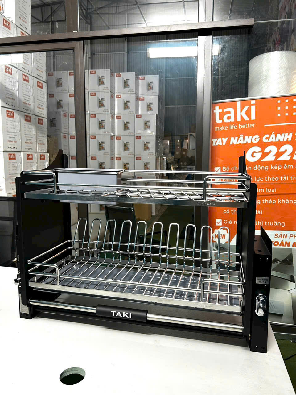 Kệ bát đĩa nâng hạ Oval Taki