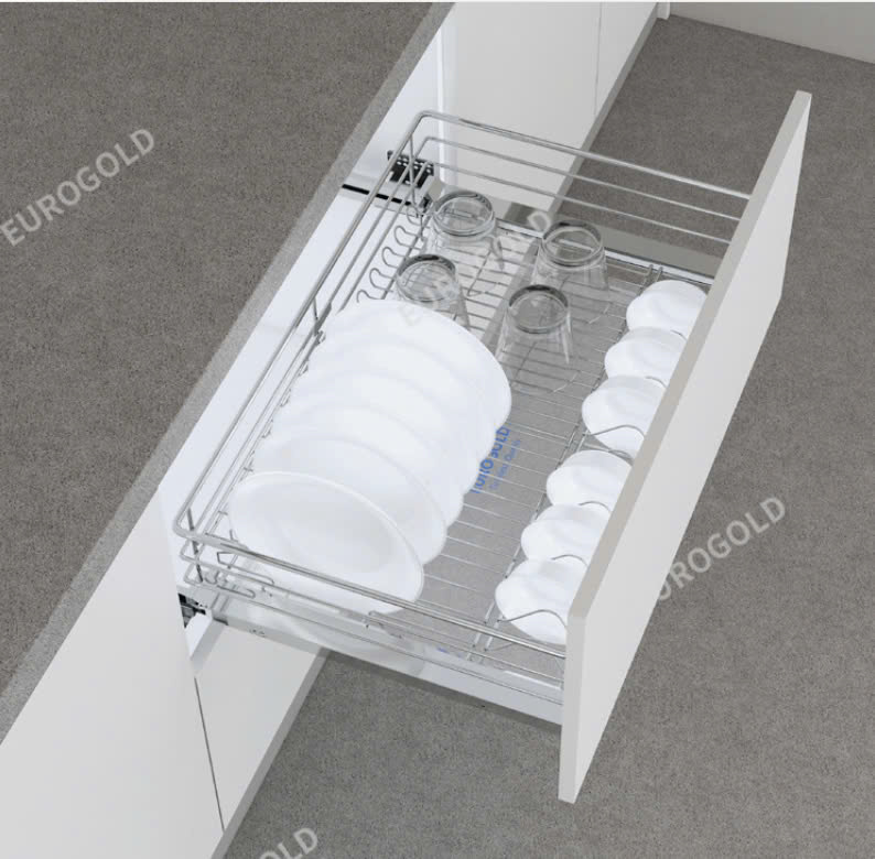 Kệ chén bát inox nan tròn gắn cánh Eurogold 
