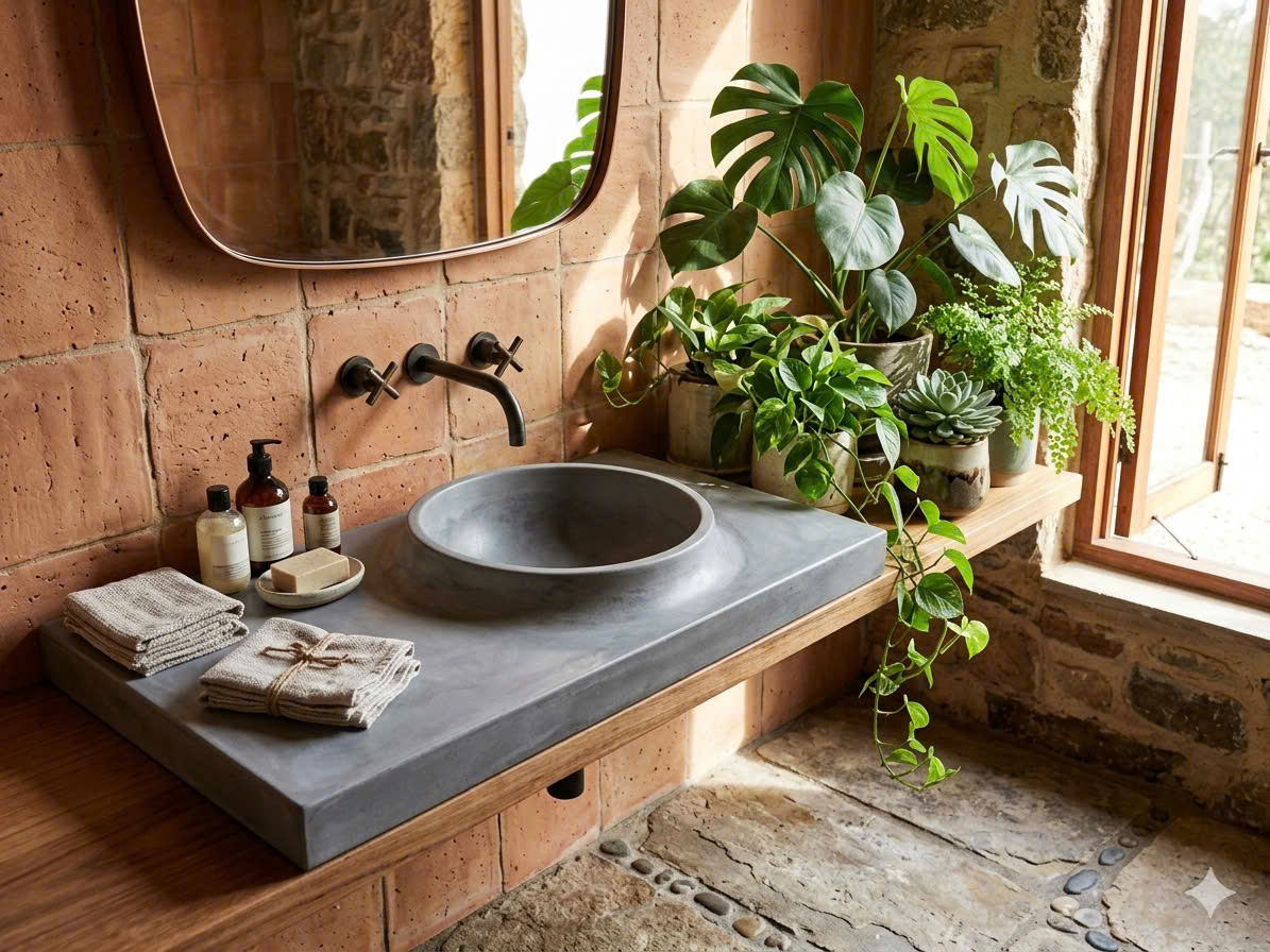 Lavabo bê tông đá mài terrazzo