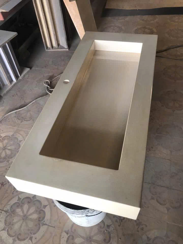 Chậu lavabo bê tông đá mài terrazzo