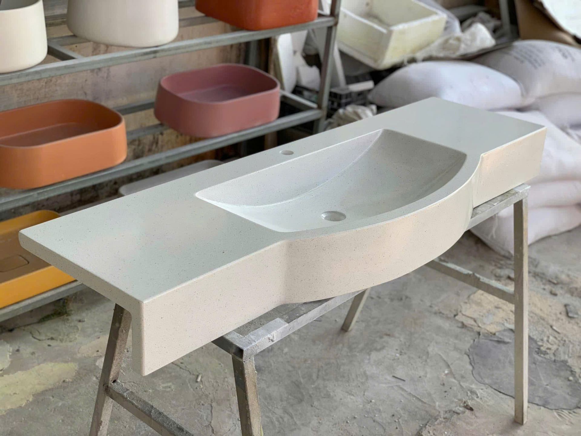 Lavabo bê tông đá mài terrazzo 