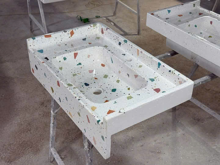 Lavabo terrazzo bê tông đá mài chữ nhật