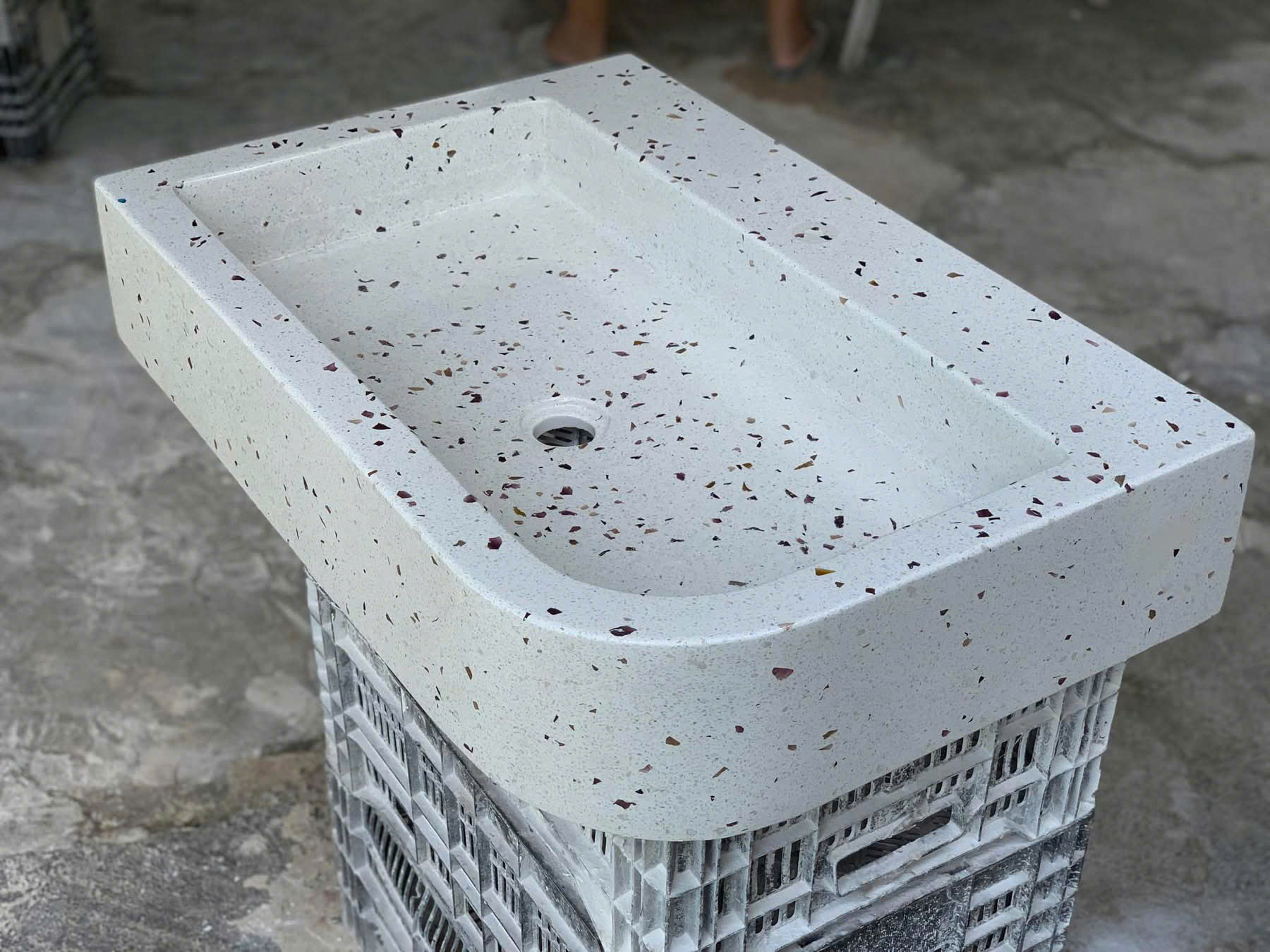 Lavabo bê tông đá mài terrazzo 8