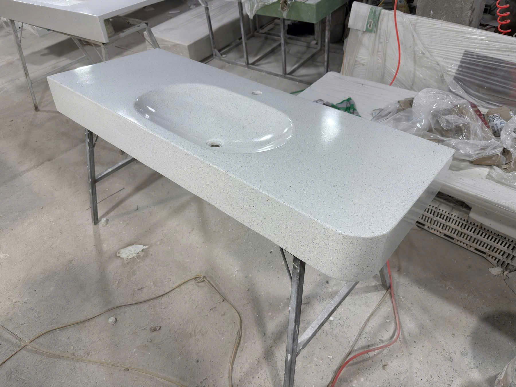 Bàn đá lavabo bê tông đá mài terrazzo 