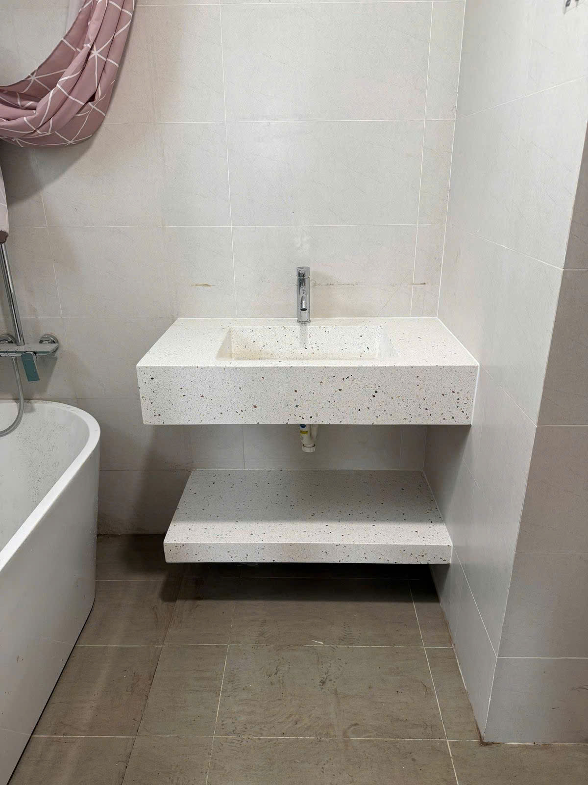 Bàn đá 2 tầng bê tông đá mài terrazzo 