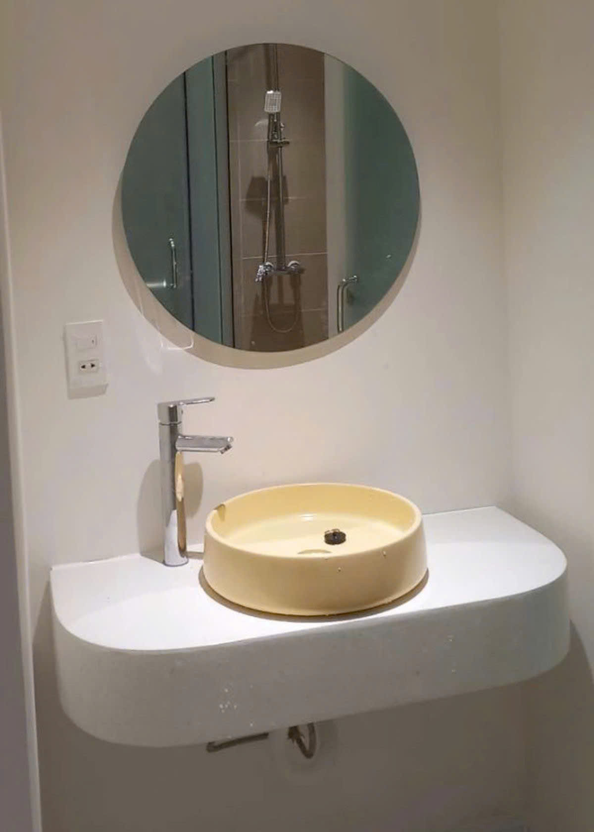 Bàn đá lavabo bê tông đá mài terrazzo bo viền