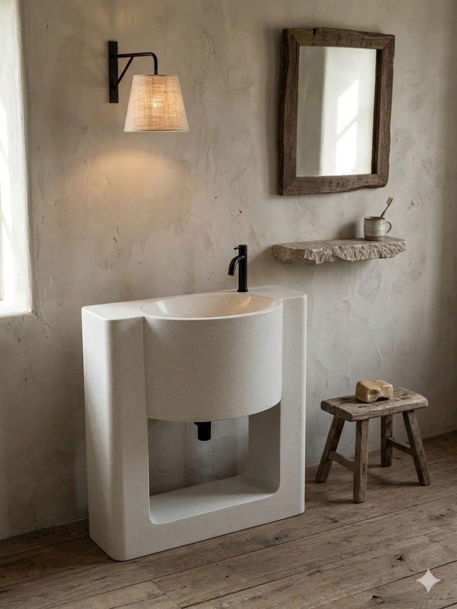 Trụ lavabo bê tông đá mài terrazzo 